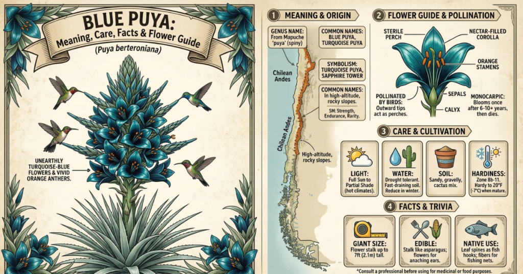 Blue Puya: Meaning, Care, Facts & Flower Guide