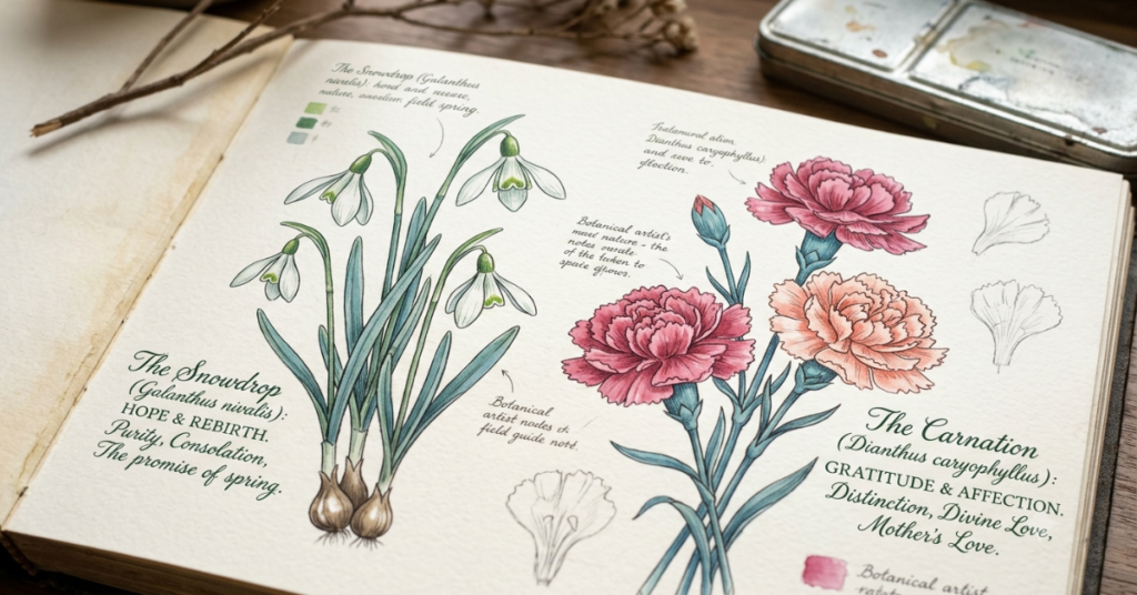 Carnation and Snowdrop Flower: Meaning & Ideas