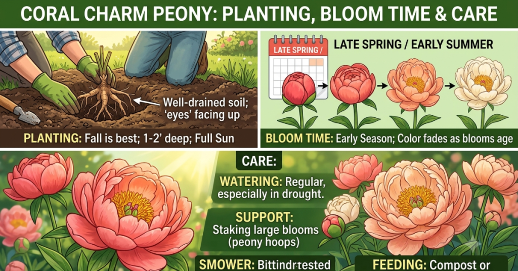 Coral Charm Peony: Planting, Bloom Time & Care