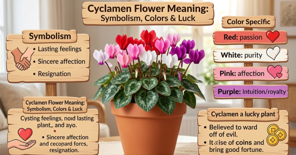 Cyclamen Flower Meaning: Symbolism, Colors & Luck