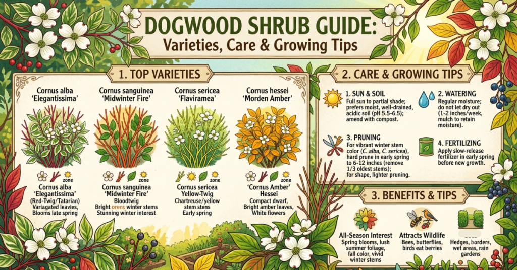 Dogwood Shrub Guide: Varieties, Care & Growing Tips