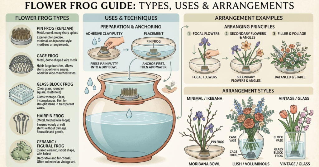 Flower Frog Guide: Types, Uses & Arrangements