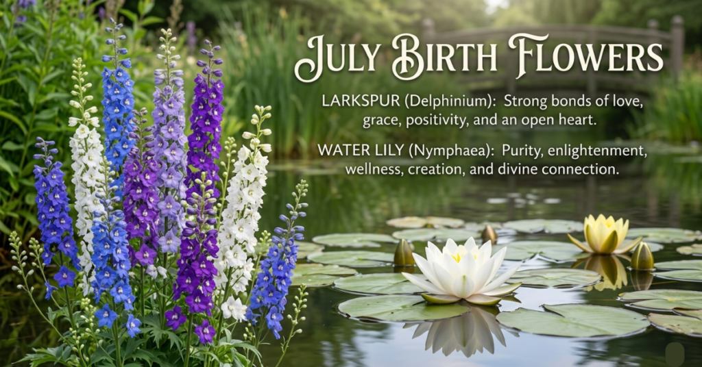 July Birth Flower: Larkspur, Water Lily & Meaning