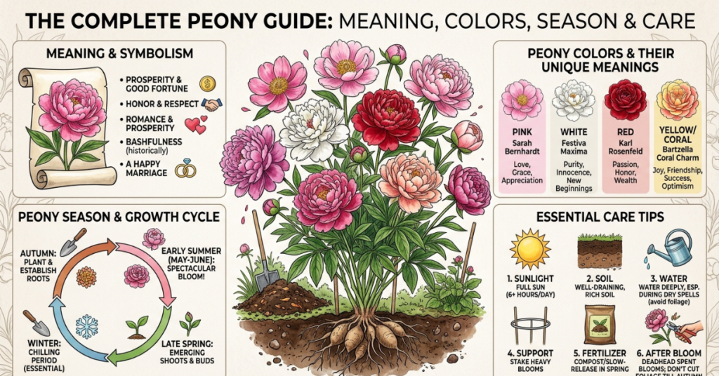 Peonies Flowers: Meaning, Colors, Season & More
