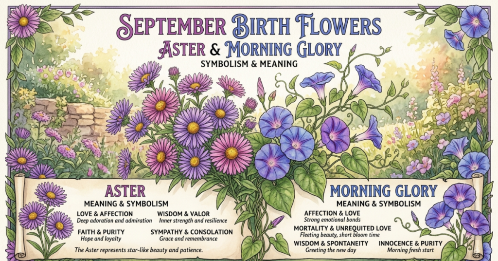 September Birth Flower: Aster & Morning Glory Meaning