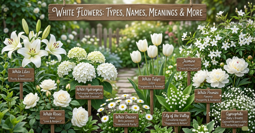 White Flowers: Types, Names, Meanings & More
